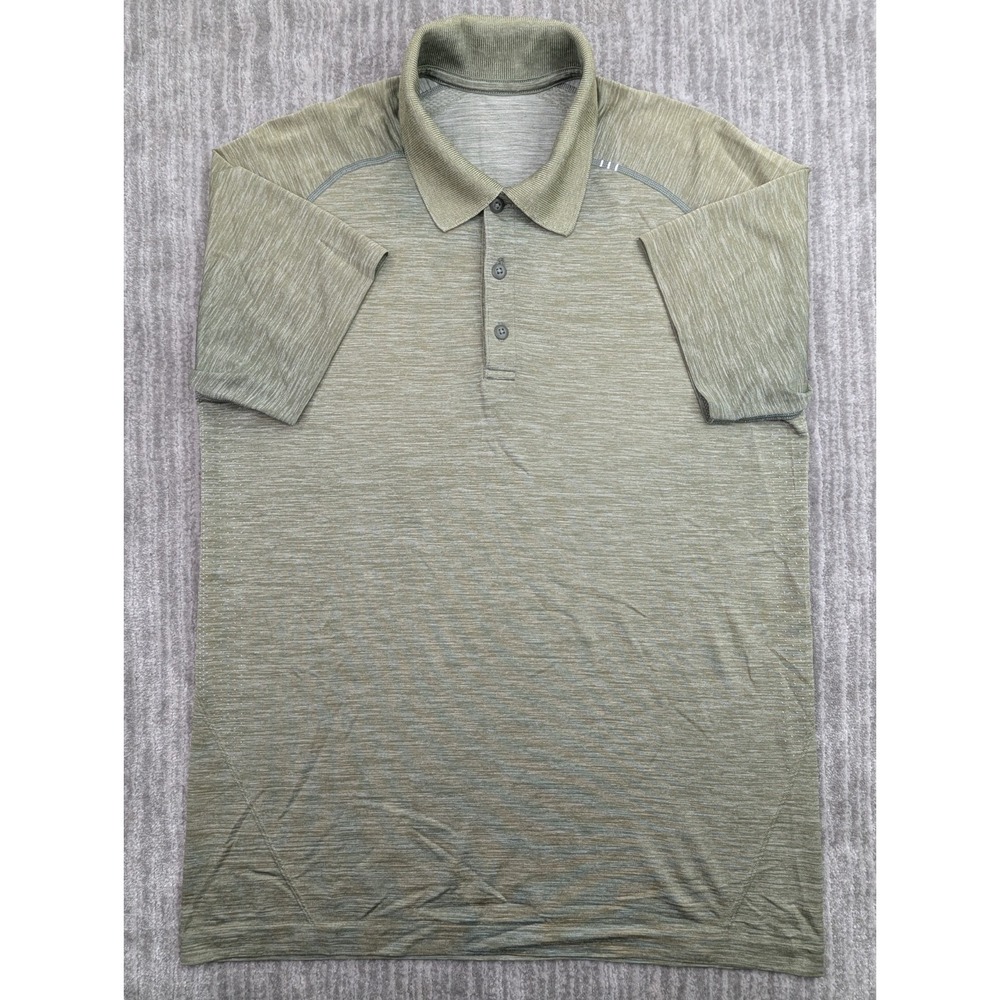 Lululemon Polo Shirt Men's Medium Olive Green Short Sleeve Performance Active